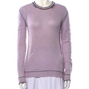 Marni Lavender Cashmere Crew Neck Sweater with Distressed Details
